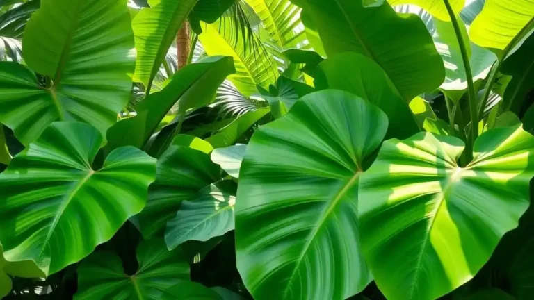 The elephant plant, commonly known as elephant ear, refers to several species of tropical plants, primarily from the genera Colocasia, Alocasia, and Xanthosoma. These plants are renowned for their large, heart-shaped or arrowhead leaves that can grow quite large, often reaching heights of up to 9 feet (2.7 m) in ideal conditions.